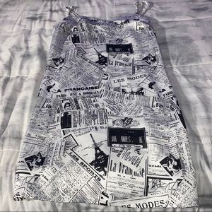 🖤 Satin Newspaper Print Dress 🤍